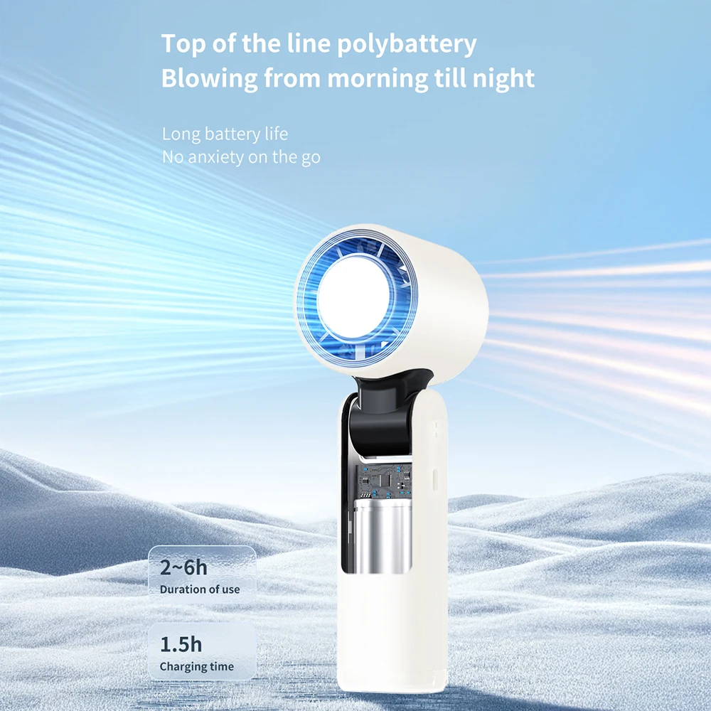 مروحة تبريد صغيرة للثلج في الهواء الطلق قابلة للطي مروحة محمولة تبريد صغيرة قابلة لإعادة الشحن 4000 مللي أمبير في الساعة تحكم مجاني مروحة توربو عالية السرعة