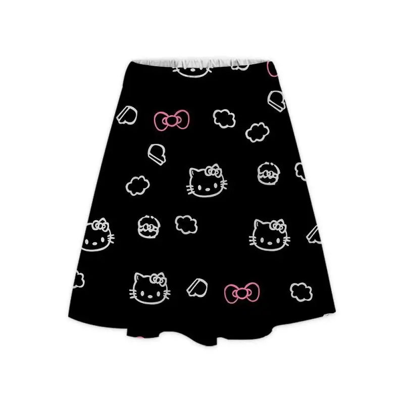 

Sanrios Cartoon Hello Kittys Print Skirt Summer New Girl Commuting Fashion Dress A Line Skirt Slim Fit Comfortable Holiday Gifts