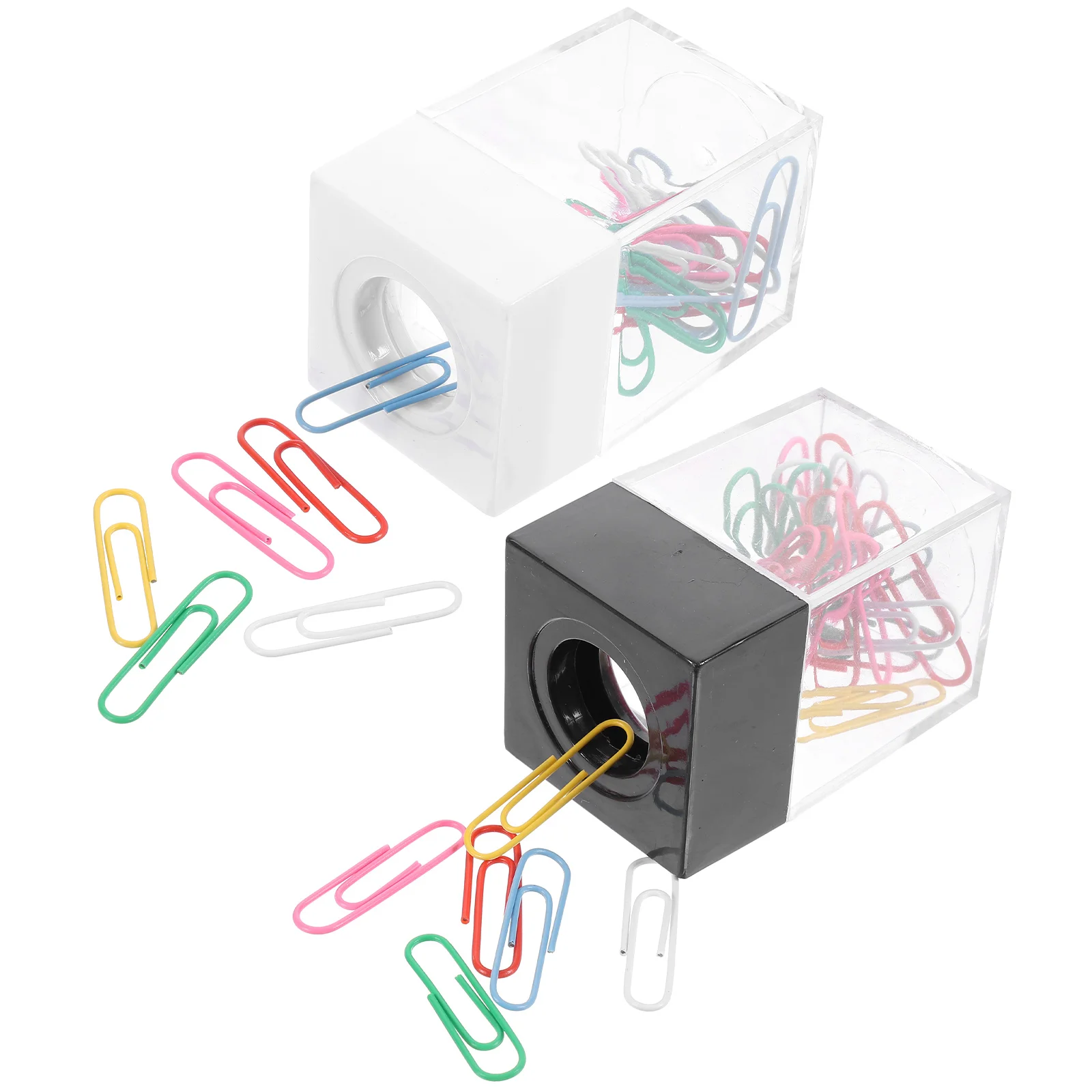 2 Pcs Square Macaron Color Magnetic Paper Clip Storage Bucket Clips Holder for Desk Pin Paperclip