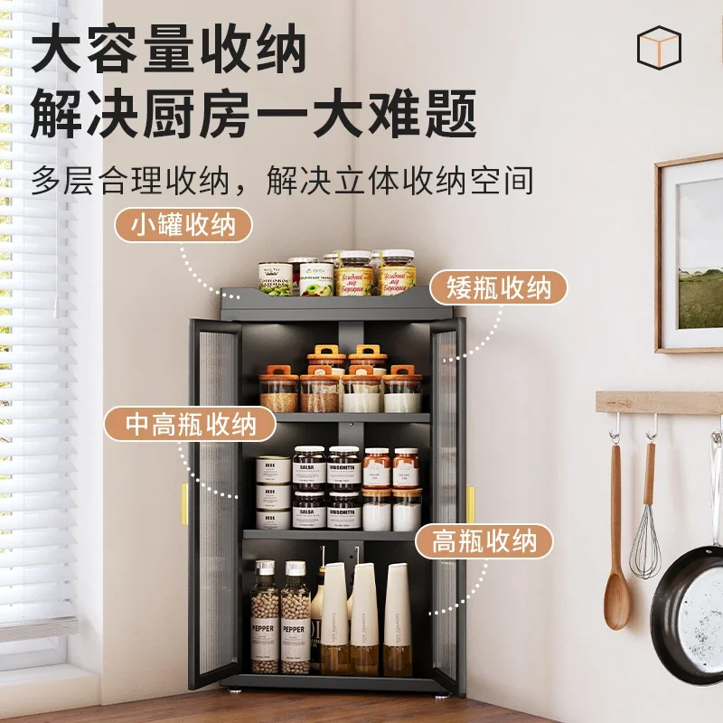 Installation-free kitchen seasoning rack countertop corner multi-functional triangular corner seasoning tank storage cabinet