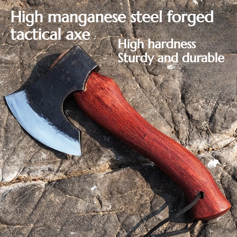 High Manganese Steel Forged Multi-functional Tactical Axe - Portable Outdoor Camping Emergency Household Wood Chopping Tool