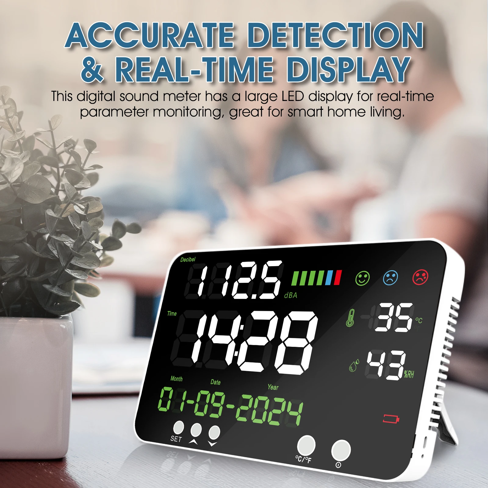 

Portable Wall Mounted Digital Noise Decibel Monitor One-second Rapid Sampling Supports Type-C Data Port Charging Functionality