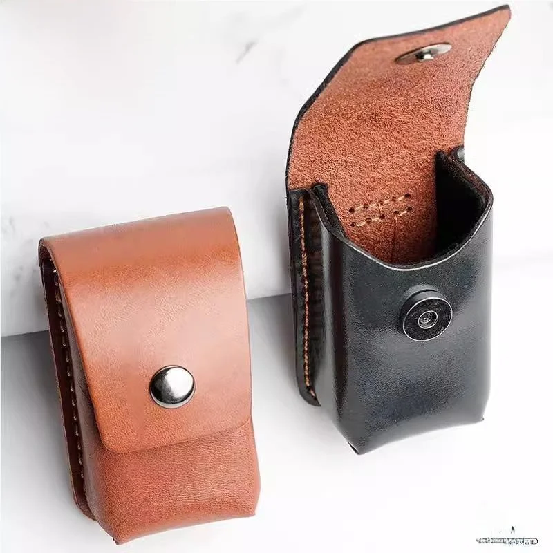 Top Layer Cowhide Leather Reading Glasses Case Portable Eye Glass Holder with Belt Hole for Men And Women Eyewear Pouch