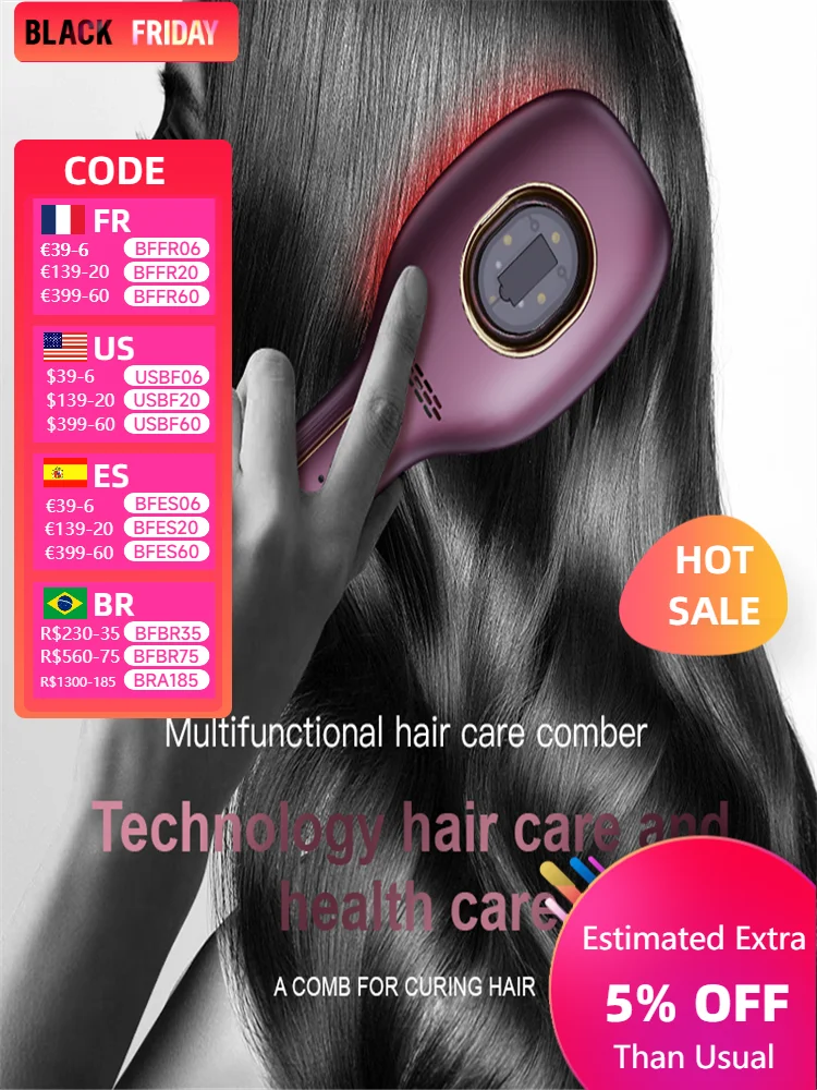 Amuliss Laser Hair Growth Hair Loss Treatment Device EMS Microcurrent Head massage for Men and Women Type-C Rechargeable device