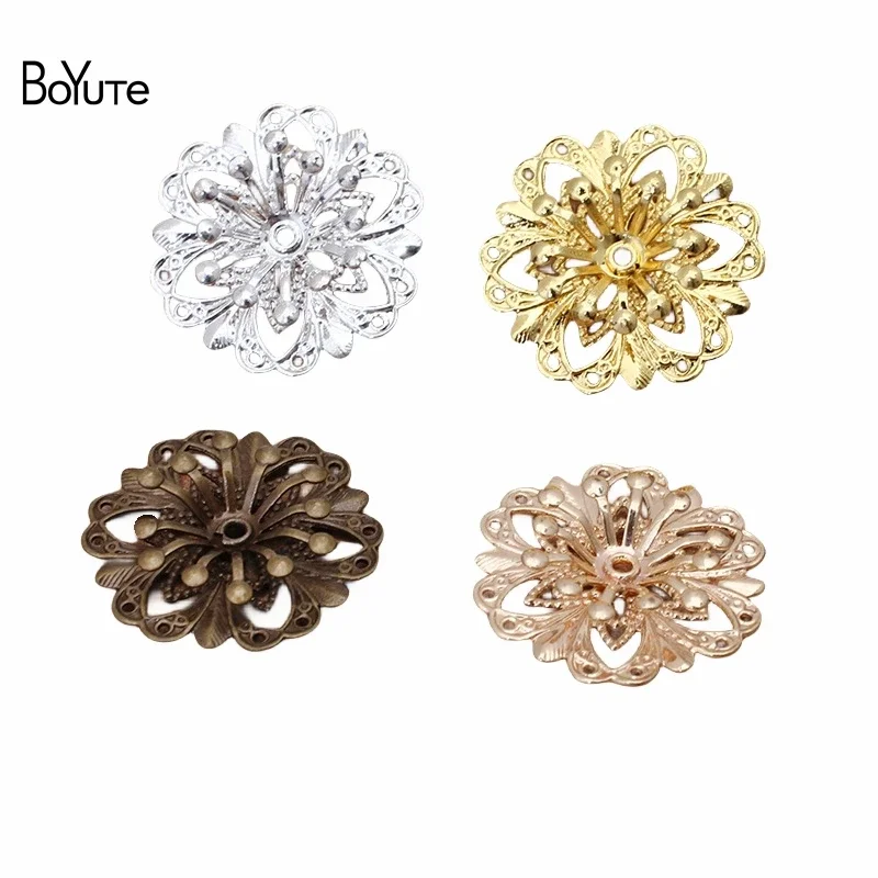 BoYuTe (100 Pieces/Lot) 21MM Metal Brass Filigree Flower Fittings Handmade Diy Jewelry Accessories