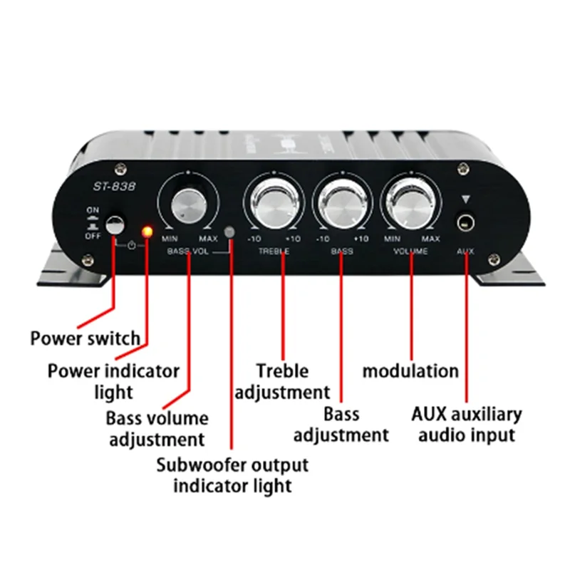 

B03B-Мини цифровой аудио автомобильный усилитель синего света стерео аудио усилитель для домашнего кинотеатра клубная вечеринка музыка 200 Вт X2 (B) Durab