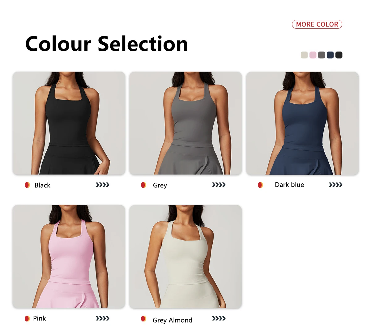 Hearuisavy Sommer Stoßfestes Yoga-Top Lauf-Tanktop für Damen Fitness Schnelltrocknende Trainingsweste Ärmelloses Sport-Top für Frauen – Detail 4