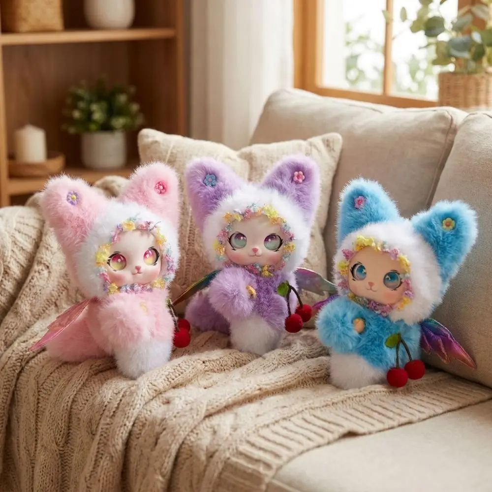 Soft Rabbit Pendant with Wings Hand-Made Model Vinyl Bunny Keychain Anime Keychain with Flower Bunny Ornaments Party Favor