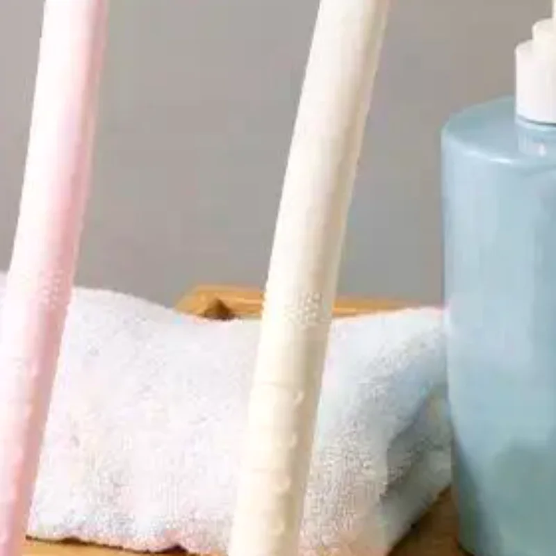 Double Sided Long Handle Bath Brush With Nylon Bristles And Mesh Puff For Shower Exfoliating Back Scrubbing