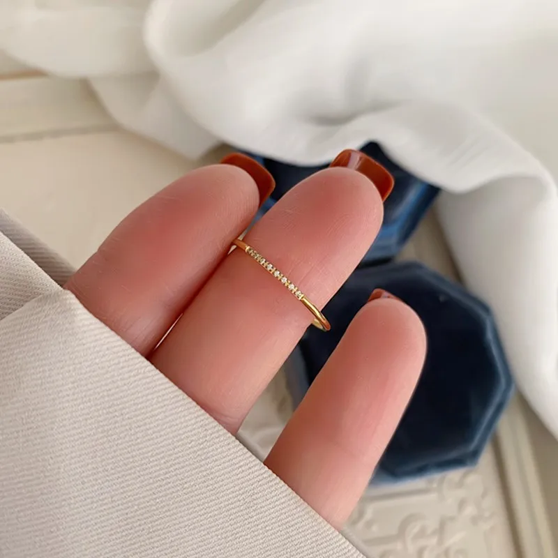 1mm Thin Stainless Steel 8pcs CZ Inlay Stackable Ring Wedding Band for Women Girl Size 5-10