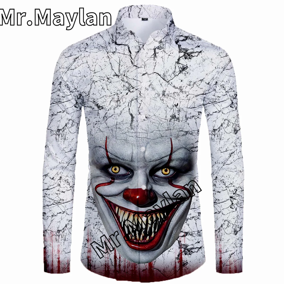 Halloween Skull 3D Beach Hawaiian Shirt 2022 Horror Movie Long Sleeve Streetwear Oversized 5XL Clothes Social Chemise Homme  A43