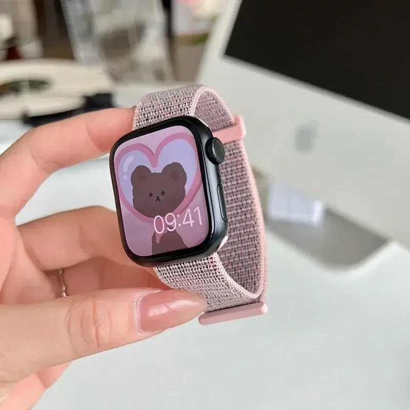 Nylon Solo Loop Bands for iWatch Series 9-Ultra,Adjustable Breathable Braided Straps