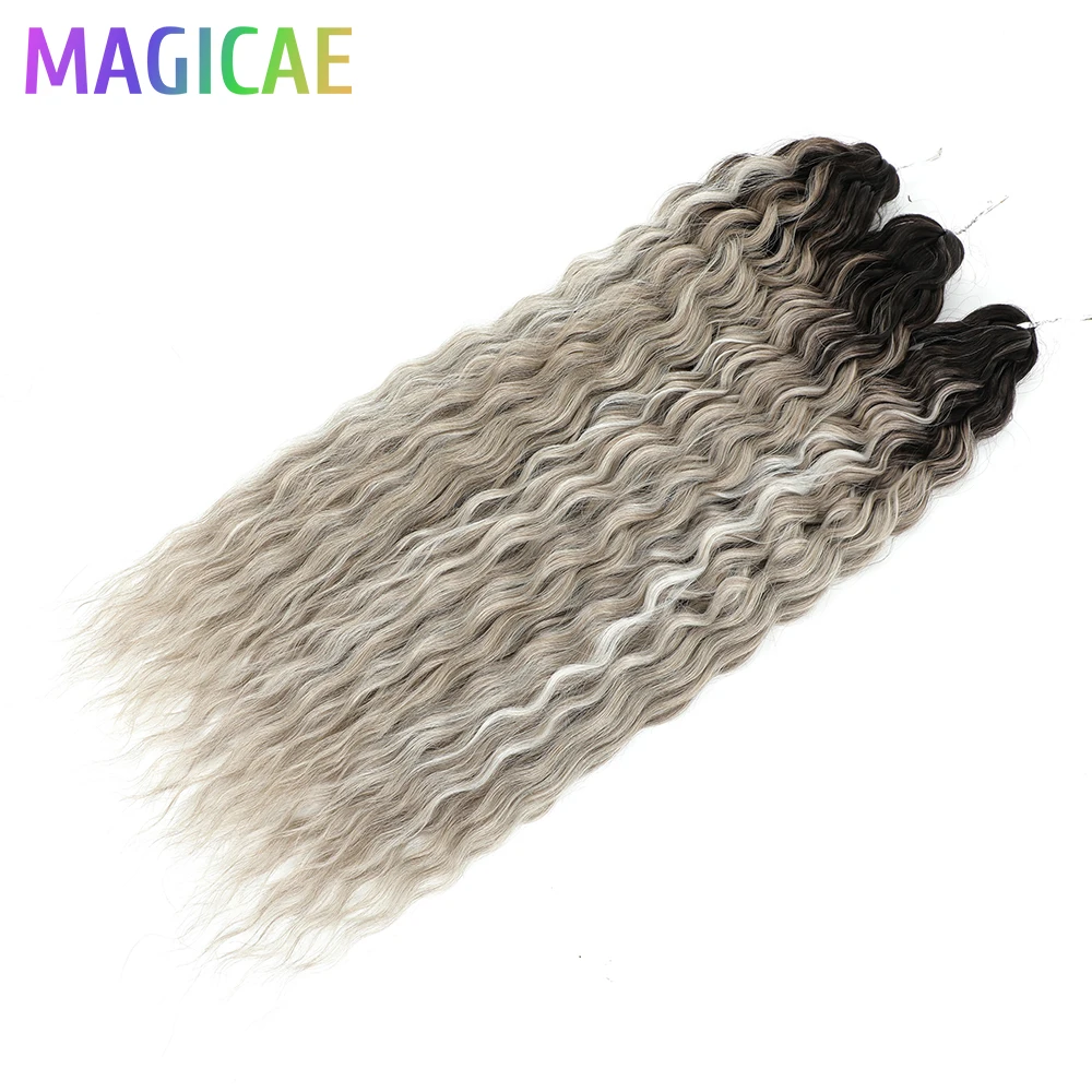 Magicae 3 Stück 300 Gramm 24 Zoll Ariel Deep Water Twist Häkeln Lockiges Haar Klavier Blond P12/16/613 Braun6 #   Zöpfe Grau 58 #   Bundles