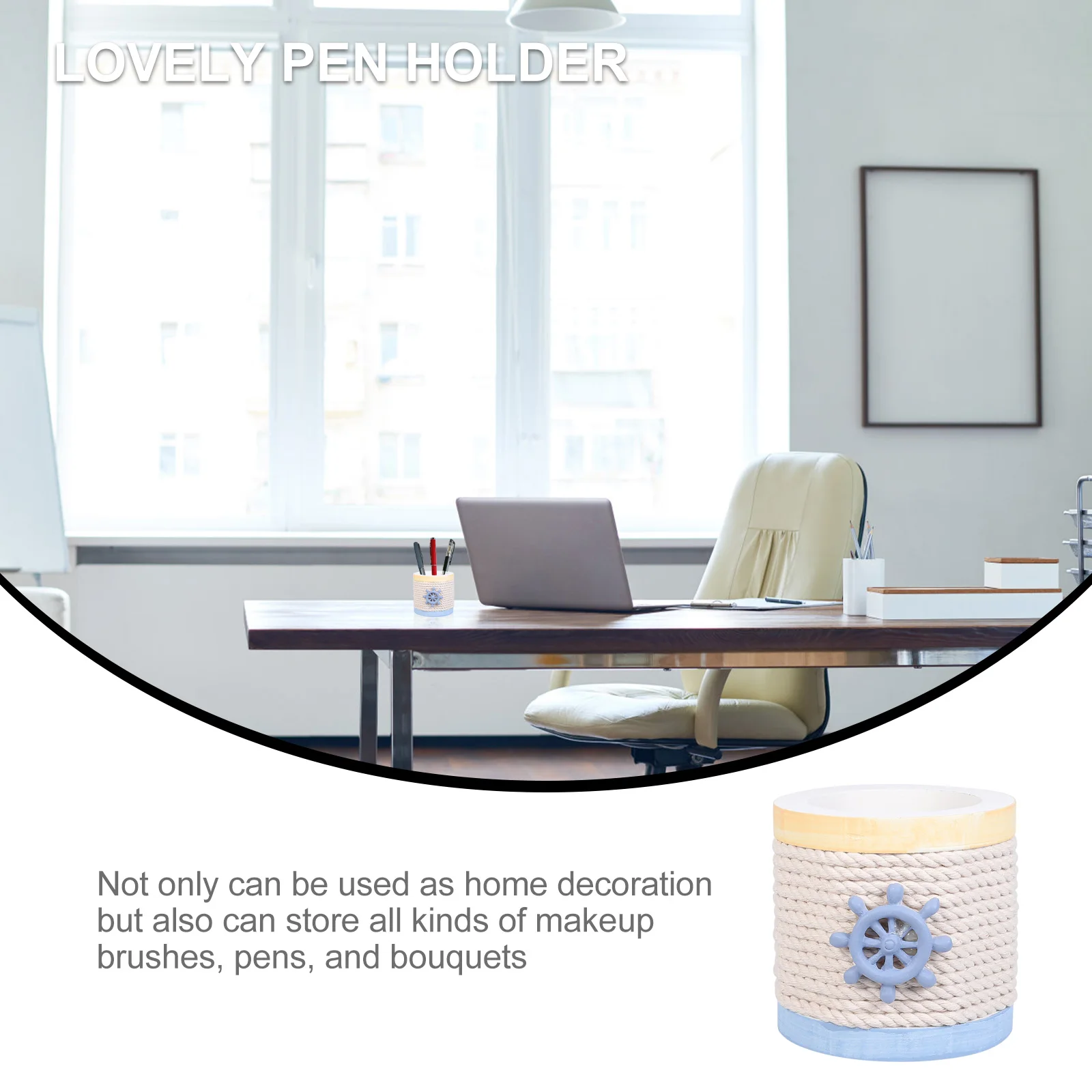 1pc Wooden Pen Holder Desktop Pencil Organizer Storage For Makeup Brushes Stationery Container Tabletop Sundries Basket