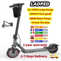 LADPED LP10 Adult Electric Scooter Dual Suspension System 500W Powerful Motor Fitted with 10-inch Solid Tyres Range up to 35
