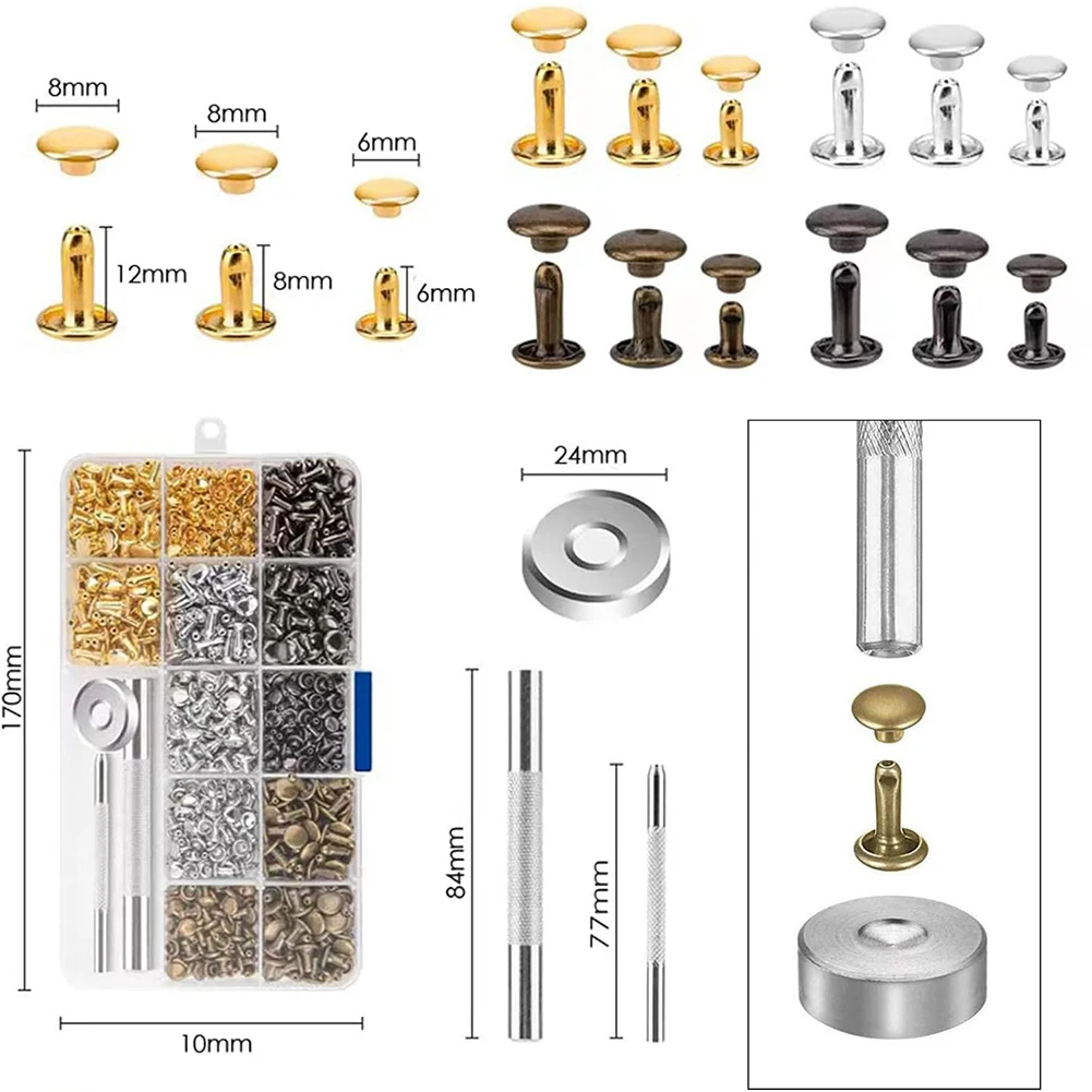 Diverse Range of For Leather Rivets Complete Toolkit of 360 Pcs with Assorted Size Options Perfect for Creatives