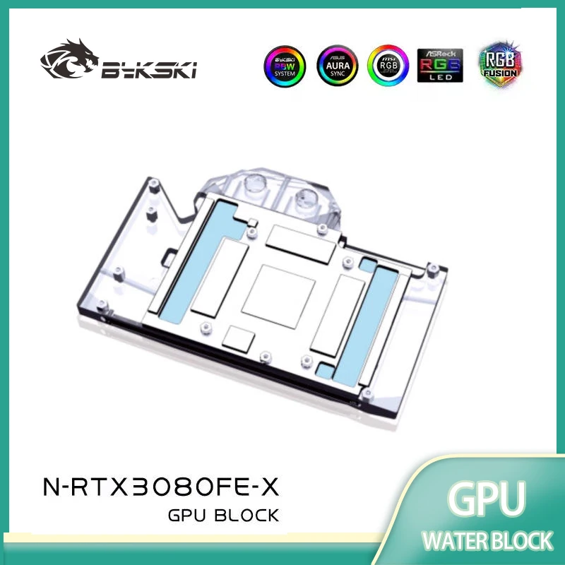

Водяной блок графического процессора Bykski N-RTX3080FE-X POM для NVIIDIA RTX 3080/3080TI Founder Edition, оригинальная версия, карта графического процессора/медный радиатор