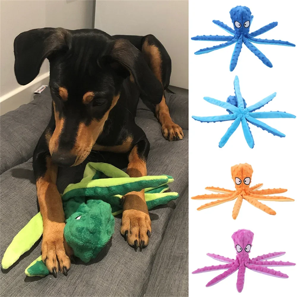 Octopus Shape Plush Puppy Dog Chew Toy No Stuffed Ring Paper Pet Squeaky Toys for Small Medium Dogs Play Games mascotas Products