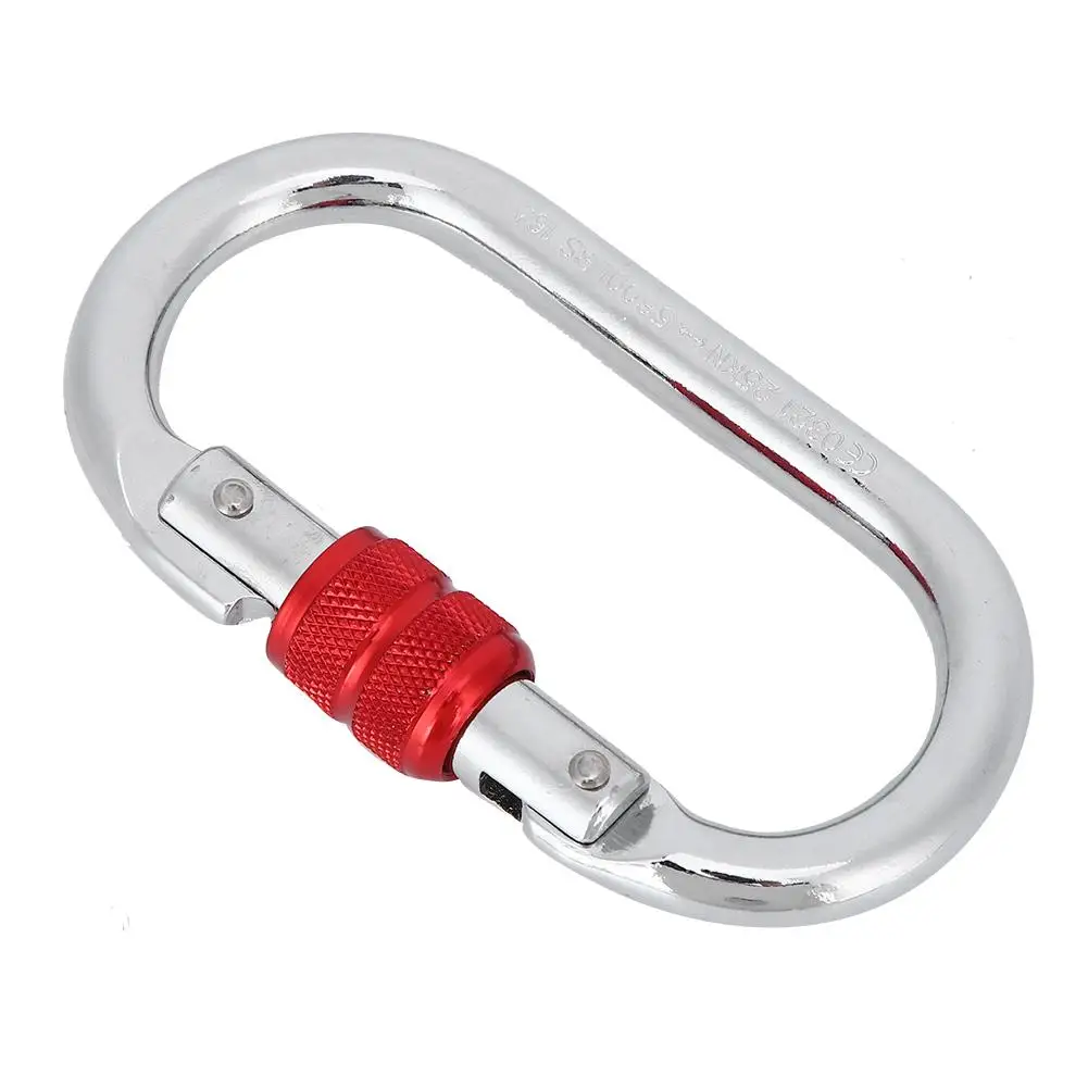 25KN O-Shaped Rock Climbing Carabiner -  Screw Lock Buckle for Mountaineering & Caving