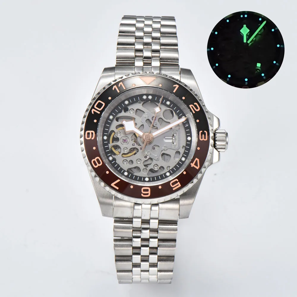 Reloj automático NH35 de lujo para hombre de 40mm con caja de oro rosa movimiento automático japonés genuino NH35/NH70 puede personalizar el logotipo