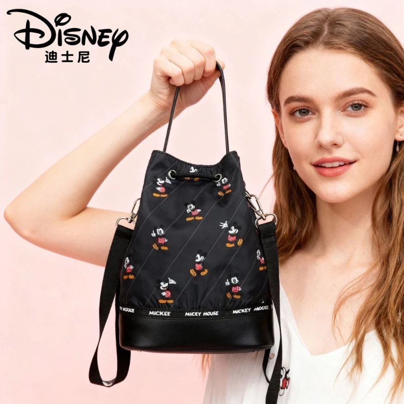 

Disney Minnie cartoon cute drawstring bucket bag Kawaii girl high-end simple shoulder crossbody bag Valentine's Day gift