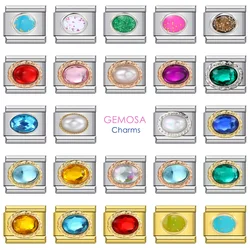 GEMOSA New Trend Fashion Colorful Y2k Oval Shaped Charm Links Fit 9mm Stainless Steel Bracelet Making Hand Chain DIY Jewelry