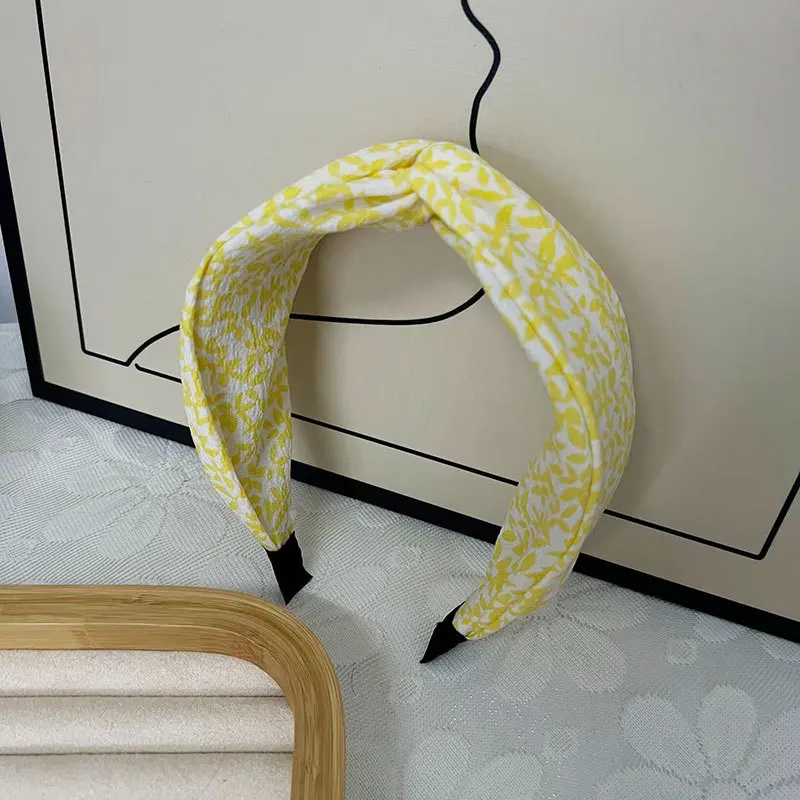 Korean Printed Cloth Wide Headband Hair Accessories for Women Girls Summer Fashion Knotted Colored Floral Hair Hoop Headdress