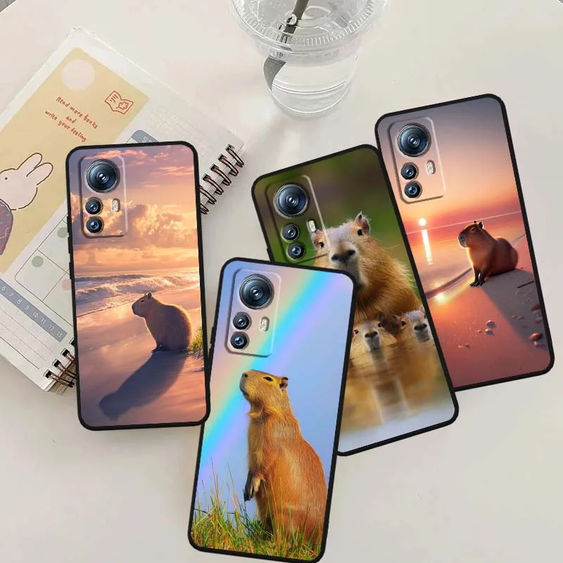 

Cute Capybara Popular Cartoon For Xiaomi Mi 15 14 13 13T 12 12T 12S 11 11i 11T Pro Ultra Lite 5G Black Soft Cover Phone Case