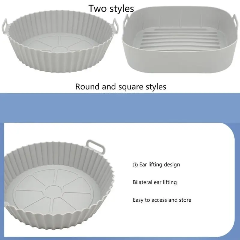 U1JE 3PCS Air Fryers Силиконовые лайнеры круглый квадратный воздушный фритюр