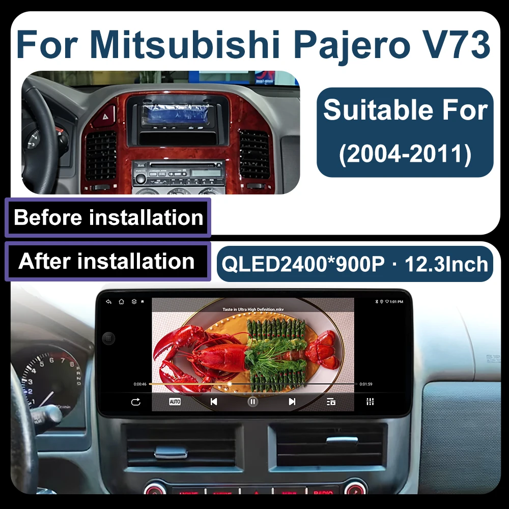 محول CarPlay اللاسلكي وحدة أندرويد السيارات لميتسوبيشي باجيرو V73 2004 2005 2006 2007 2008 2009 2010 2011 بلوتوث راديو السيارة شاشة عرض الوسائط المتعددة