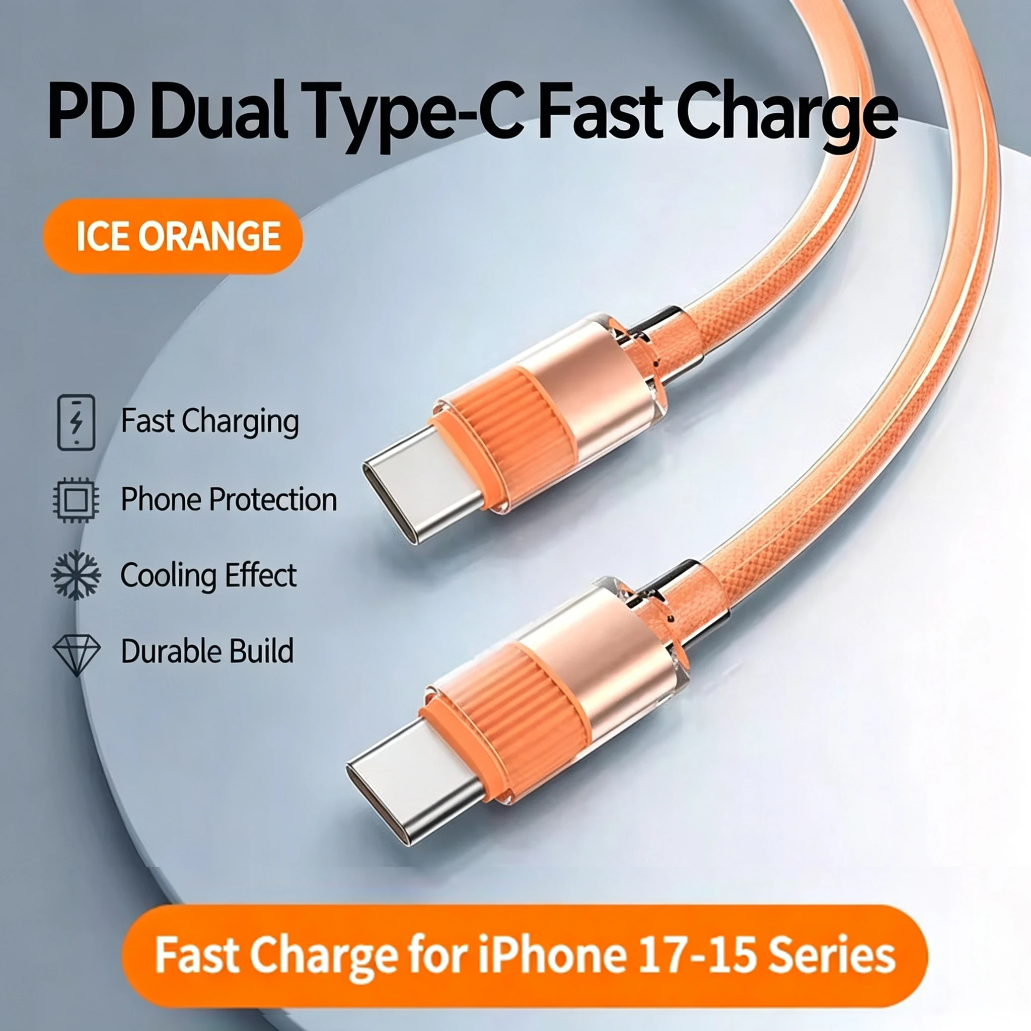HANNUO 60W PD USBC Fast Charging Cable Low Temperature Safe Charging Universal For Phones Earphones Aesthetic Design Power Cable