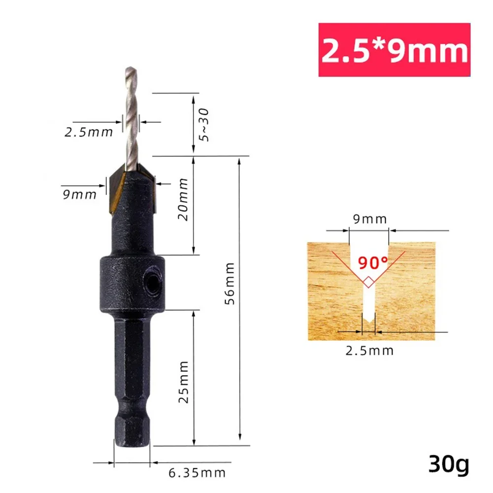 1pc 1/4 Hex Hex Shank Countersink Drill Bit Step Drill Bit Countersink Router Bit Screw Extractor For Woodworking Drilling