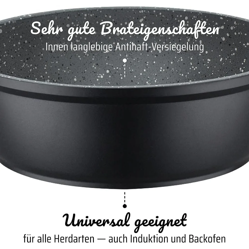 Gibson Soho Lounge Conjunto de panelas de indução de alumínio forjado antiaderente de 15 peças com frigideira de ferro fundido, preta