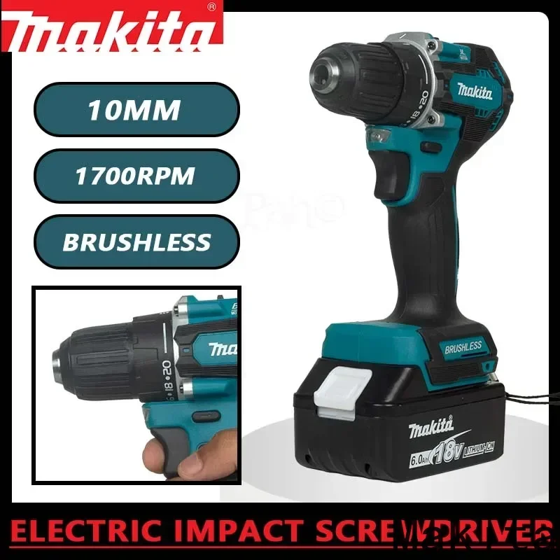 

Аккумуляторная ударная дрель-шуруповерт Makita DDF487 10 мм, бесщеточная, 18 В, литий-ионная, с высоким крутящим моментом