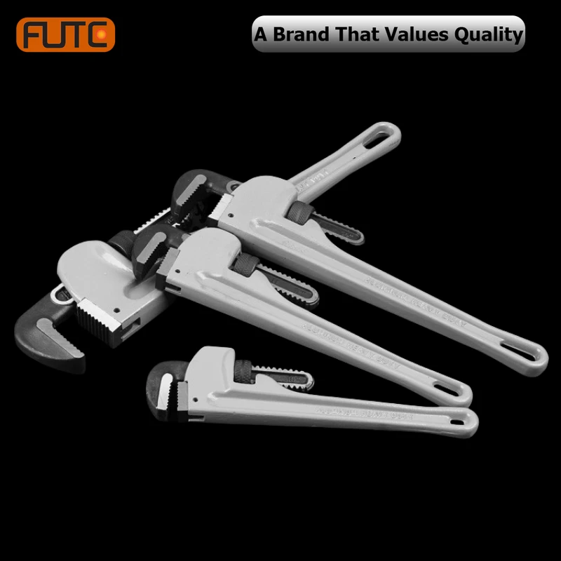 

8/10/12 Inch Pipe Wrench Adjustable Aluminum Alloy Plumbing Wrench Heavy Duty American Style Spanner Multifunctional Hand Tools