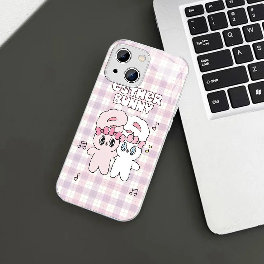 E-Esther B-Bunny Phone Case For iPhone 14 13 12 Mini 11 Pro XS Max X XR 14 Plus Tempered Glass Cover