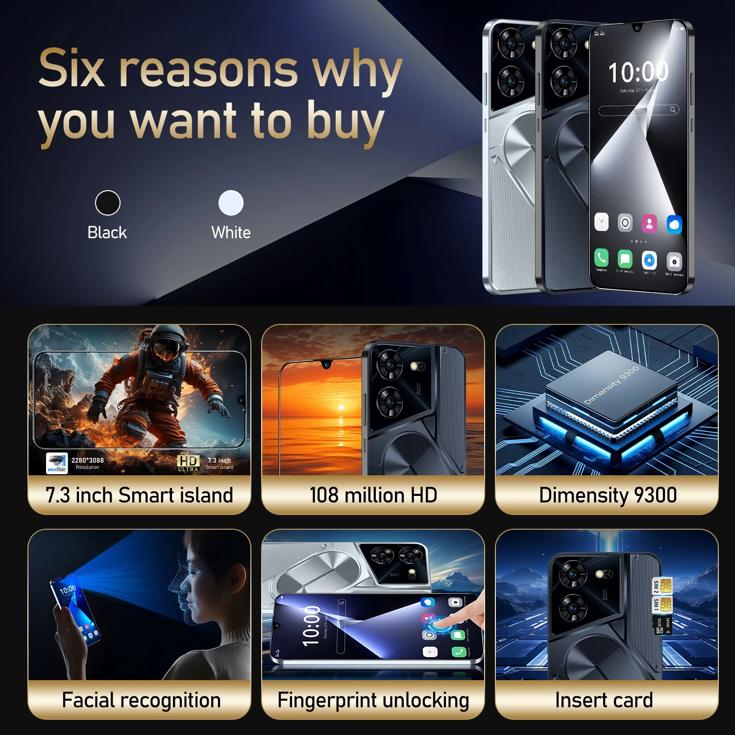 الأصلي Intinix Pova 7 Pro الإصدار العالمي للهاتف الذكي الكثافة 9300 16G + 1 تيرا بايت 6800mAh 108MP 4/5G شبكة هاتف أندرويد غير مقفول