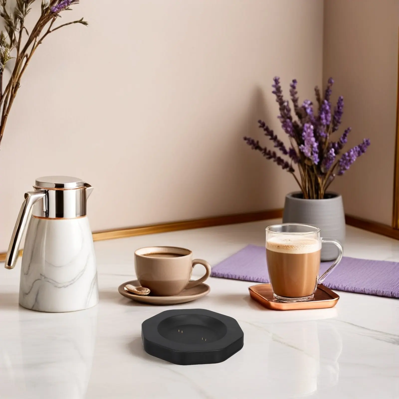 Smart Temperature Mug Replacement Dock Heating Coaster Charger Base Coffee Tea Mug Warmer Accessory for Office Home Desk