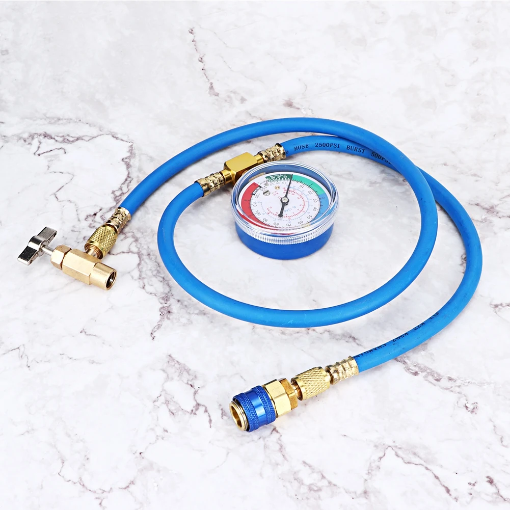 R134A Recharge Measuring Hose Can Tap Gauge Refrigerant Charging Pipe Gauge Measuring Kit Copper Auto Car Accessories