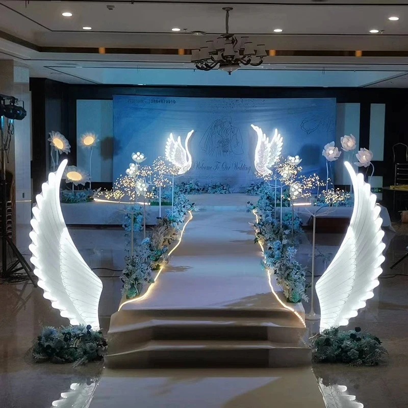 

Wedding Decoration Luminescent Angel Wings LED Modern Creative Decor Wedding Stage Shining Road Lead Party Lights H67