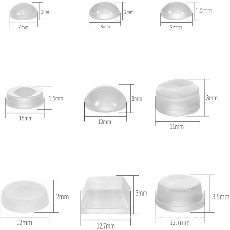 Bumper silikon transparan, bantalan berperekat untuk perlindungan furnitur terhadap benturan dan goresan