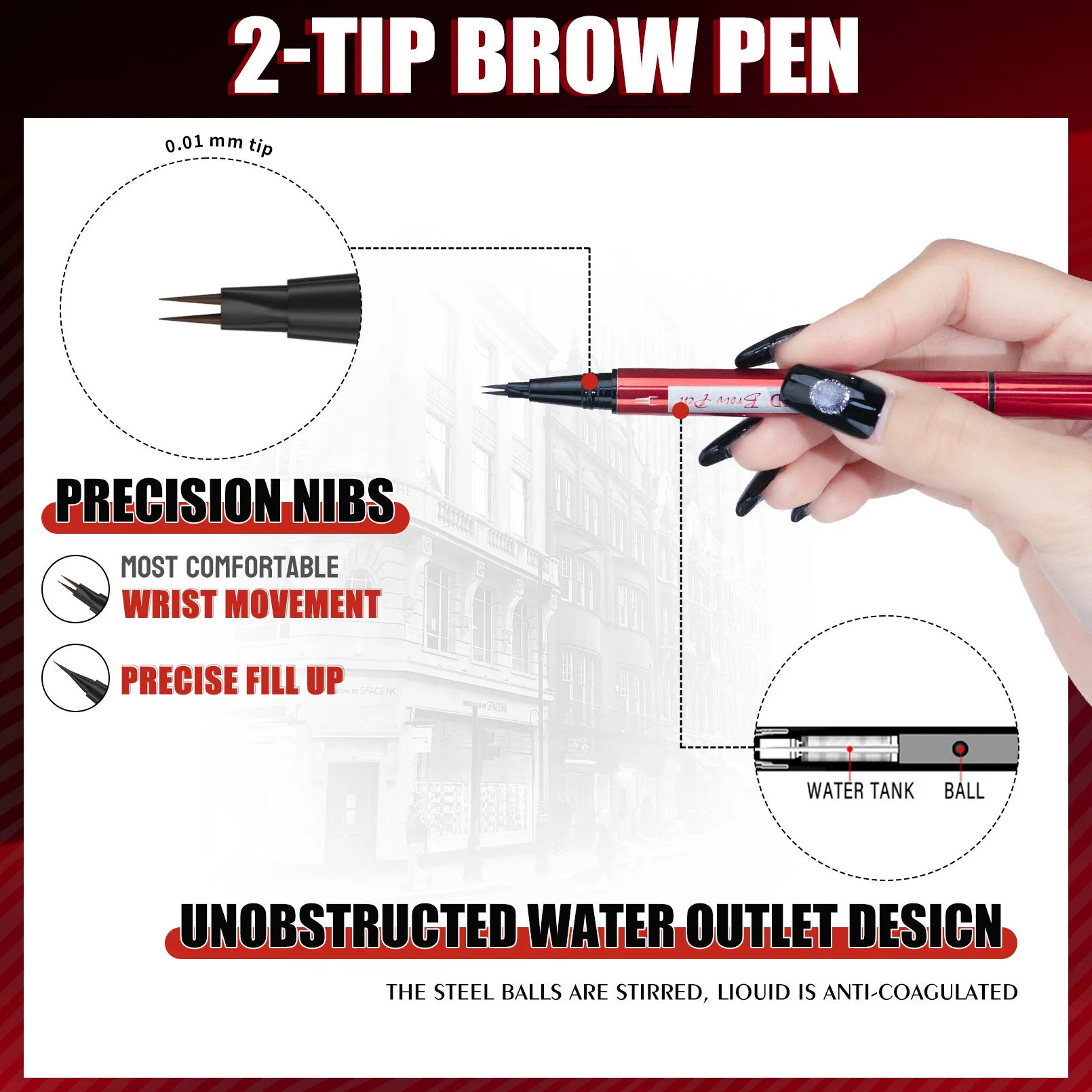 Lápis de sobrancelha líquido de duas garras de duas cabeças HelloKiss, lápis de sobrancelha selvagem natural à prova d'água, à prova de suor e sem manchas