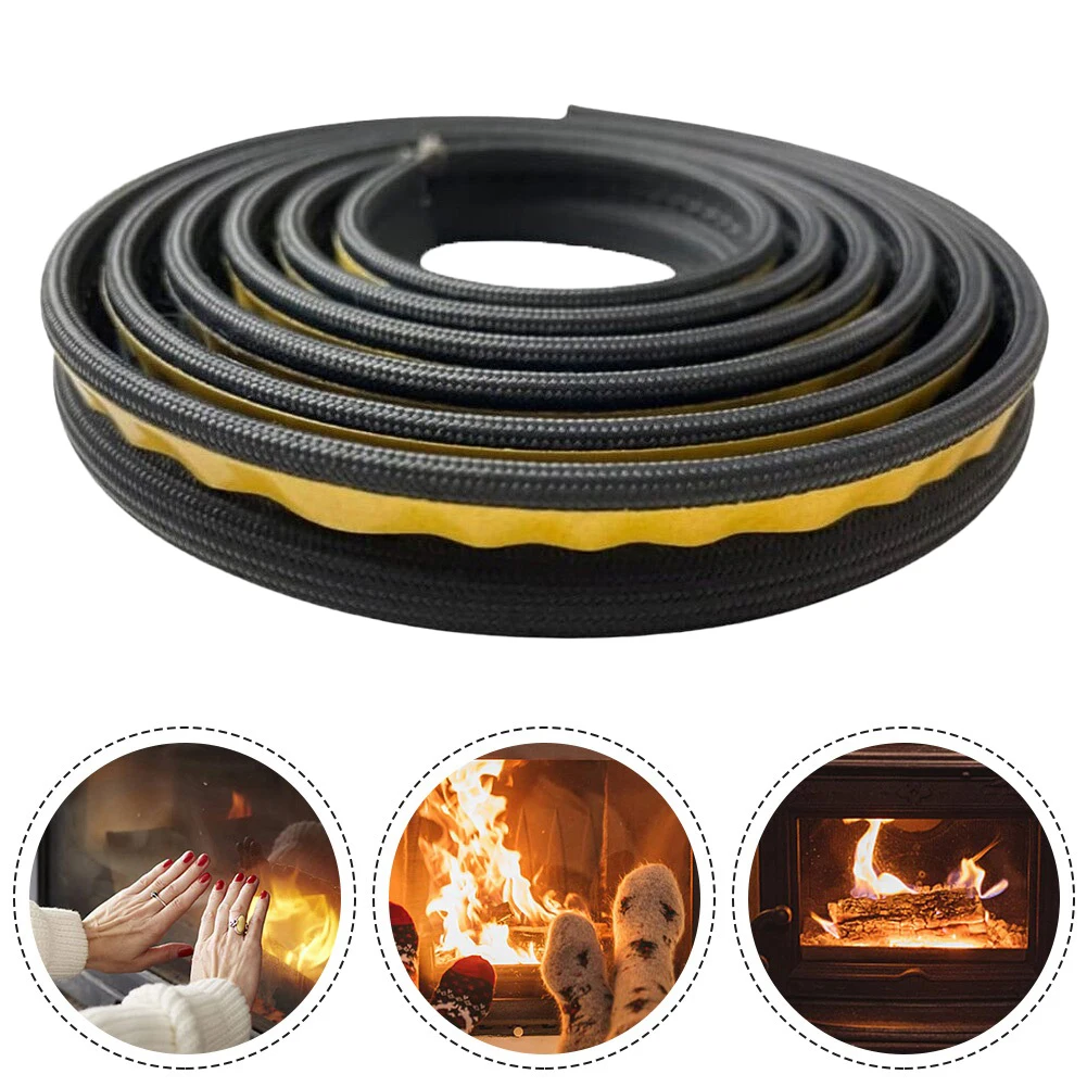 2m Long 10mm Flat Home Stove Fiberglass Seal Fire Rope With Adhesive Chimney Door Seals Fiberglass Fireplace Stove Fire Tape