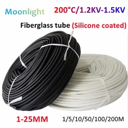 Fiberglass Tube 1- 25mm Silicone Resin Coated Insulated Soft Chemical Glass Fiber Braided Sleeve High Temperature Pipe Wire Wrap