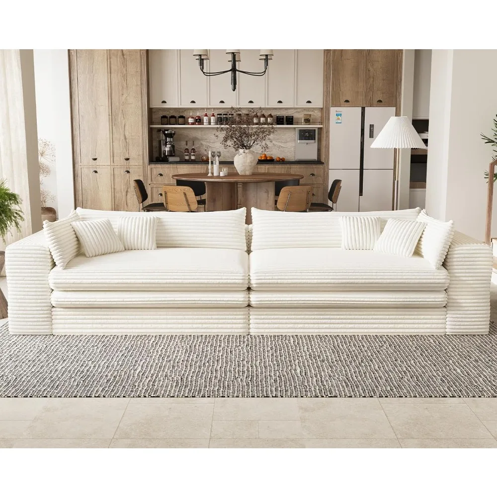 Sofá nube de pana afelpada sin estructura con asiento profundo, sofá cama convertible, sofá seccional nube sin estructura, personalizable