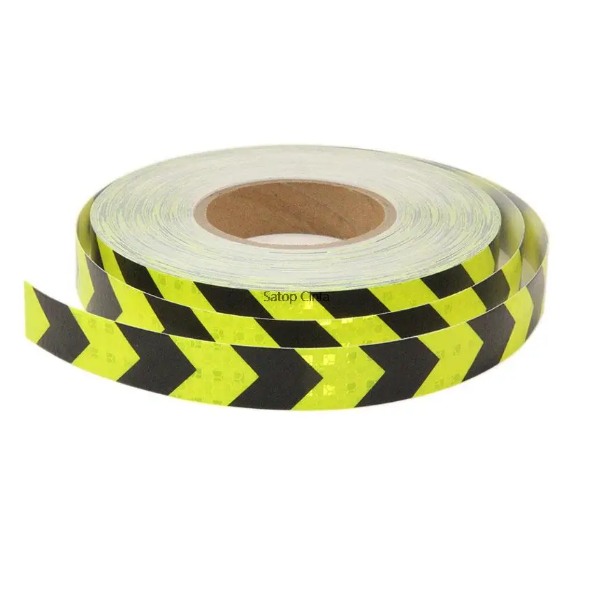 1 "X 5M Reflecterende Sticker Motorfiets Stripe Fiets Veiligheidswaarschuwing Reflector Pijl Tape Fluorescerend Geel Rood Zwart Reflecteren Tape