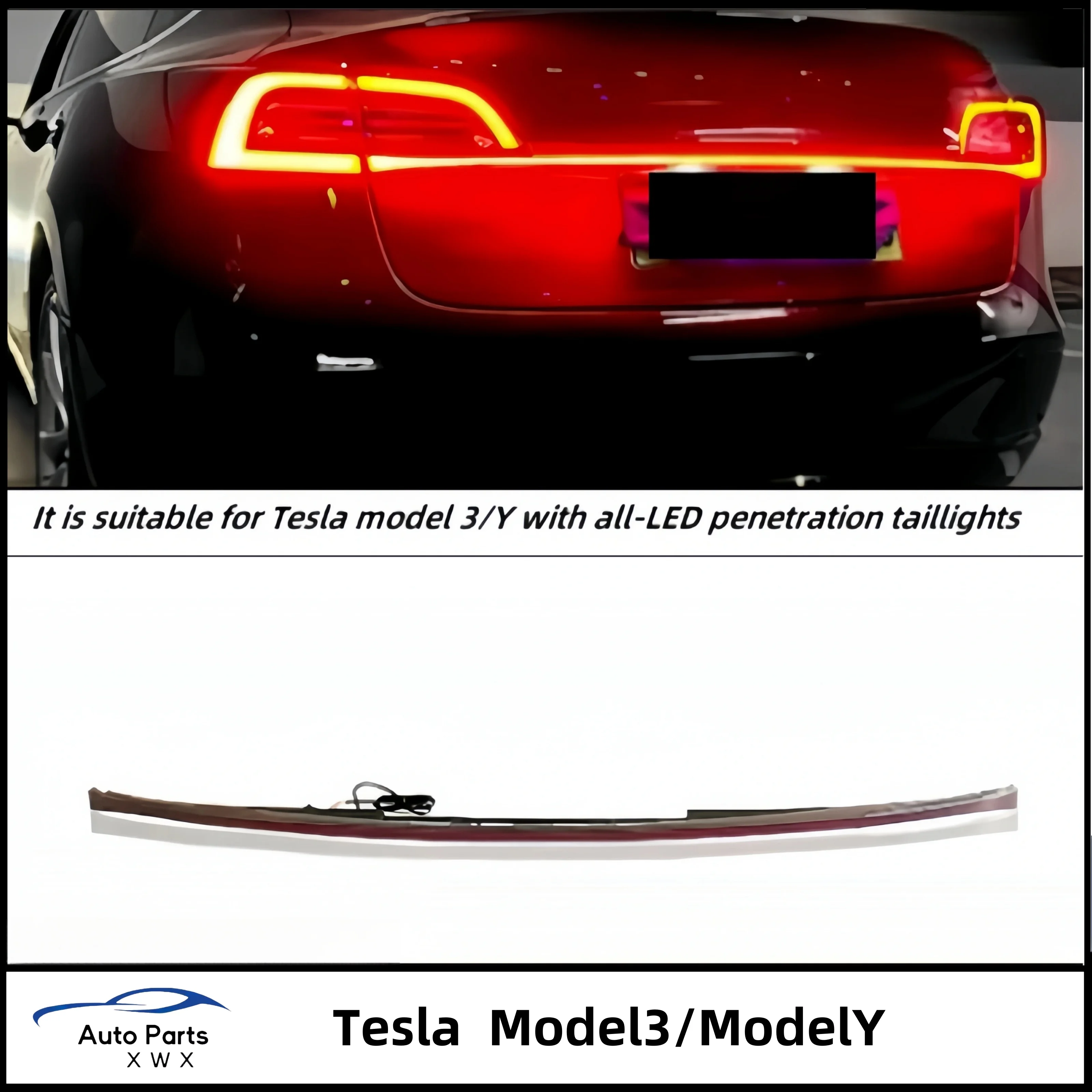 Automotive taillights for Tesla model3/y retrofit a new upgraded LED with a non-destructive installation through the taillight