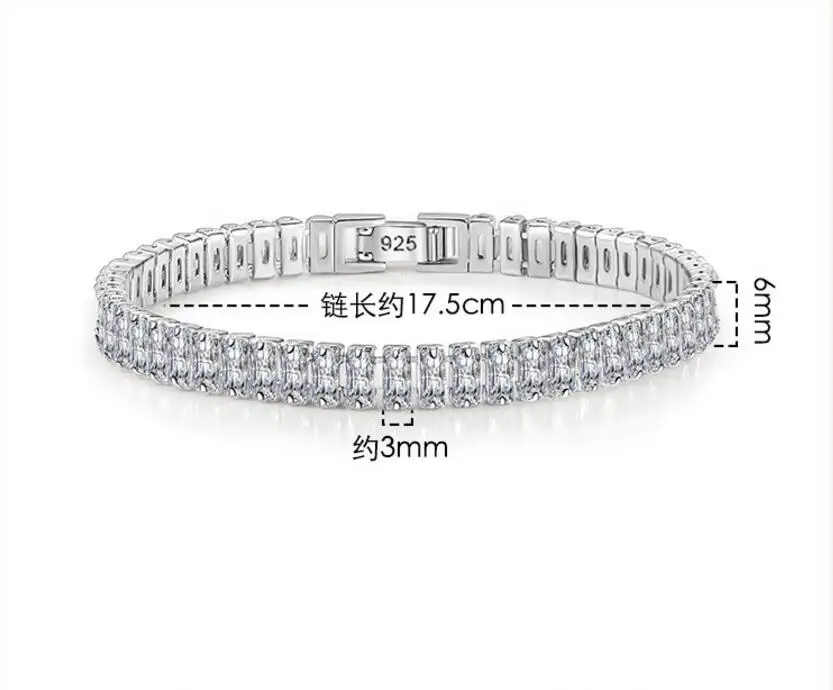 2mm 3mm Moissanite Tennis Bracelet for Women Men 100% 925 Sterling Silver Original Certified Plated 18K White Gold Bracelets