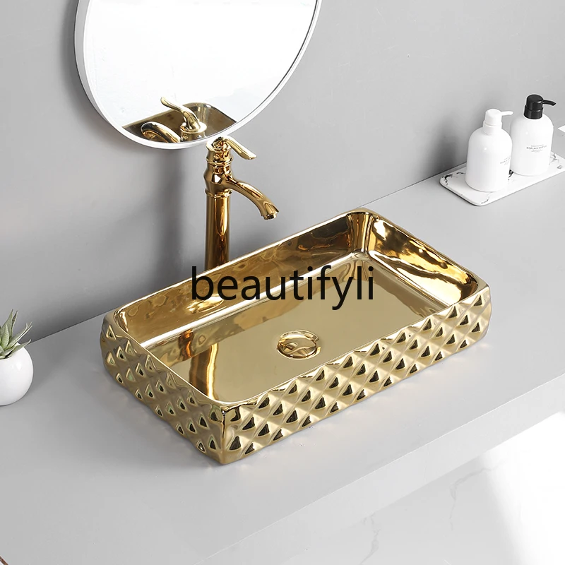 Nordic Gold Silver Washbasin Hotel KTV Club Washbasin