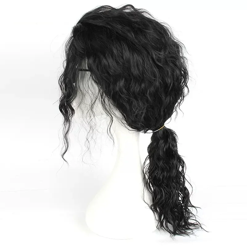Anime Michael Jackson Cosplay Schwarze Perücke, Michael Rollenspiel Mittellange Lockige Schwarze Haarperücke, Halloween Cosplay Perücken – Detail 6